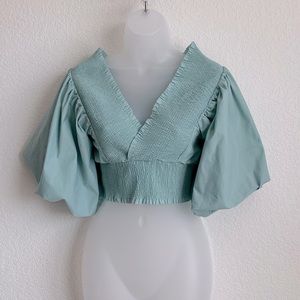Teal Zara Puff sleeve blouse